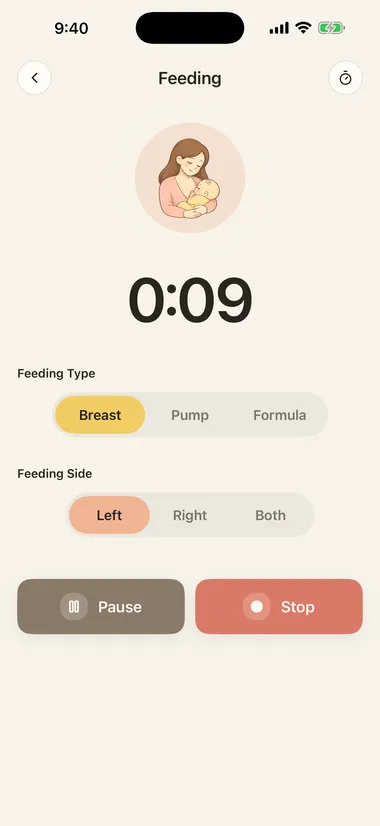 A running feed timer in Feed Easy